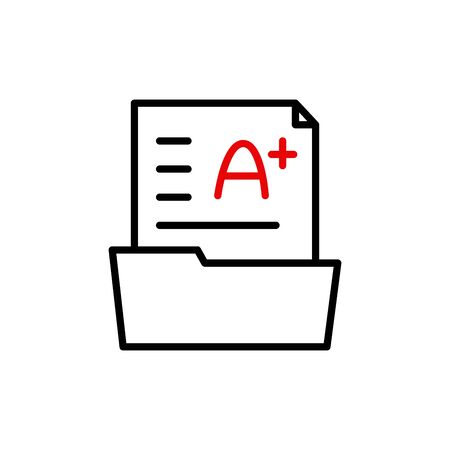 excellent grade result, exam or academic result icon vectorのイラスト素材