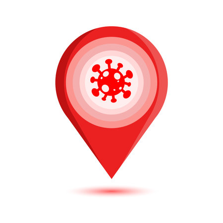 covid 19 danger zone red pin markerのイラスト素材