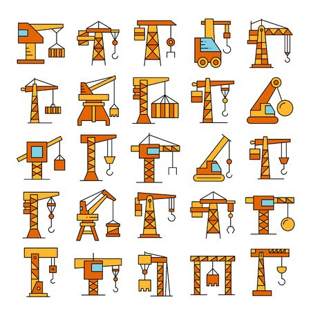 construction crane and hoist icons setのイラスト素材