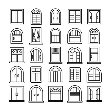 window icons set line theme designのイラスト素材