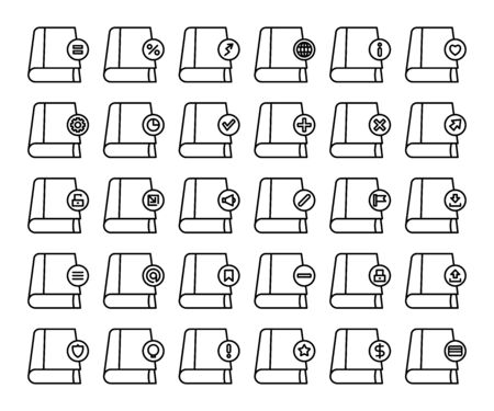 textbook and document icons line setのイラスト素材
