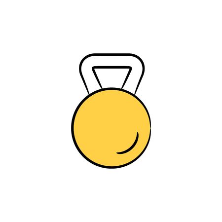dumbbell icon yellow doodle themeのイラスト素材