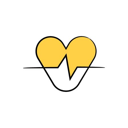 heart and signal yellow doodle themeのイラスト素材