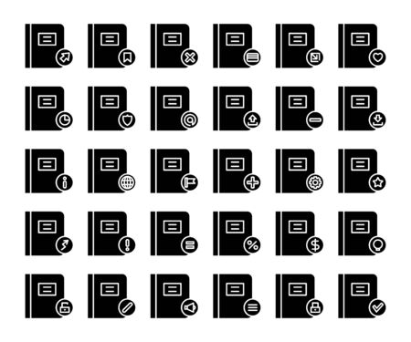 books icons set glyph design themeのイラスト素材