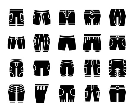 shorts icons set glyph designのイラスト素材
