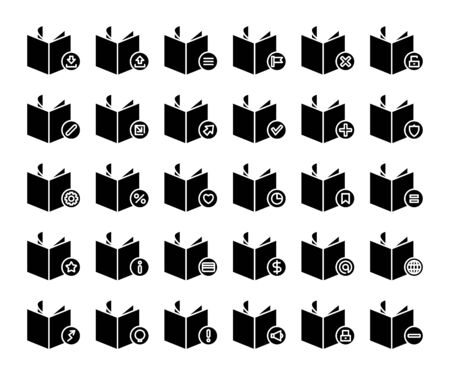 books icons set glyph design themeのイラスト素材