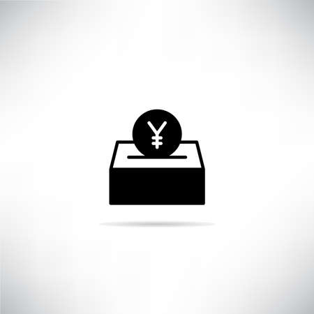 Yuan saving box icon with drop shadow vector illustrationのイラスト素材