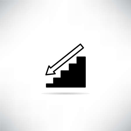 down stair icon with drop shadow vector illustrationのイラスト素材