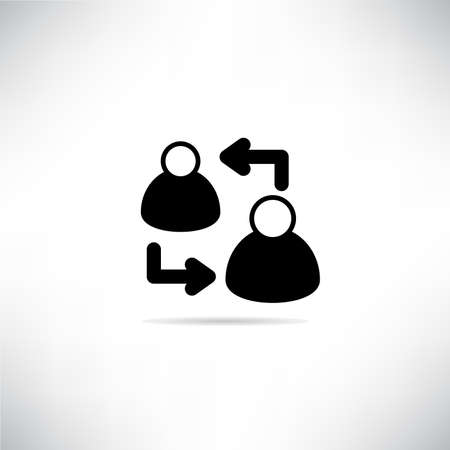 manpower rotation, allocation icon drop shadow on gray backgroundのイラスト素材