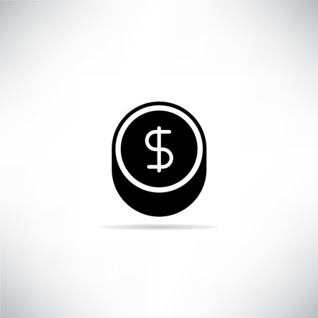 dollar coin icon drop shadow on gray backgroundのイラスト素材