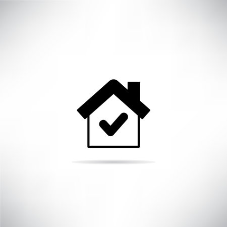 home and check mark icon with drop shadow vector illustrationのイラスト素材