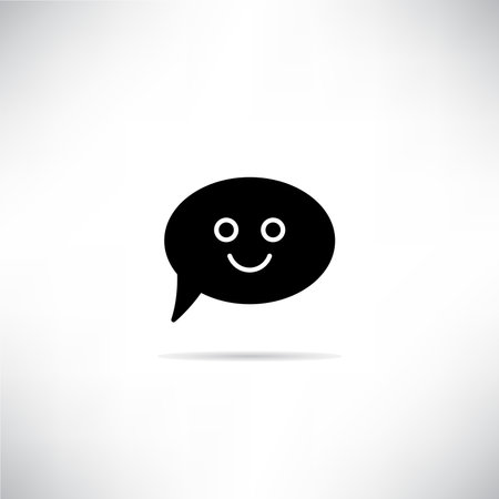 smiley speech bubble icon with drop shadow vector illustrationのイラスト素材