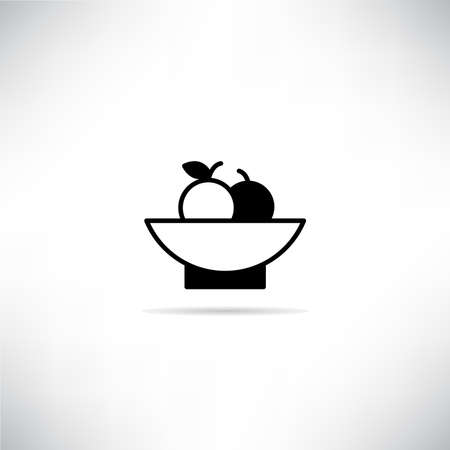 fruit in bowl icon with drop shadow vector illustrationのイラスト素材
