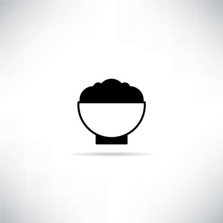 rice bowl icon with drop shadow vector illustrationのイラスト素材