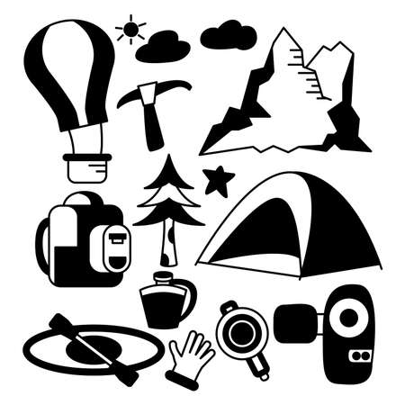 camping and hiking icons setのイラスト素材