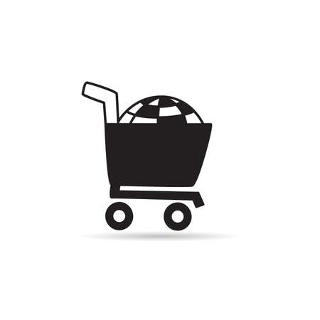 globe in shopping cart icon on white background vectorのイラスト素材