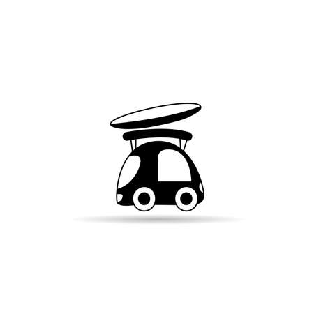 small car and surfboard icon on white background vectorのイラスト素材