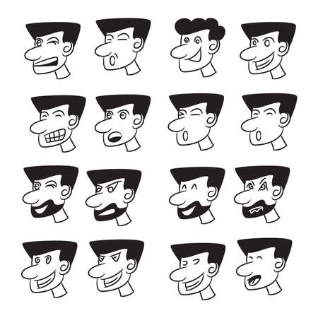 people avatar male face portrait icons setのイラスト素材