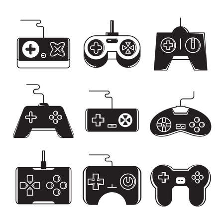 gamepad and joy stick icons vector setのイラスト素材