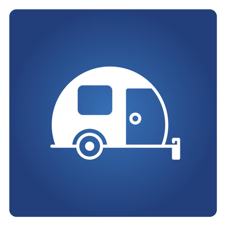 RV car, motorhome icon on blue backgroundのイラスト素材