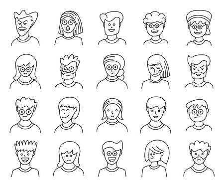 people portrait face avatar icons vector setのイラスト素材