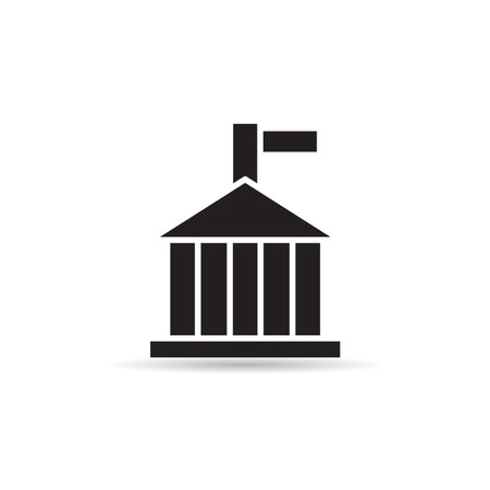 government building icon vector on white backgroundのイラスト素材