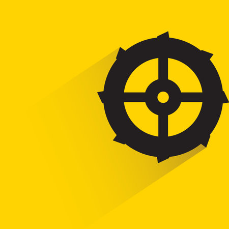 gear, cog blade with drop shadow on yellow backgroundのイラスト素材