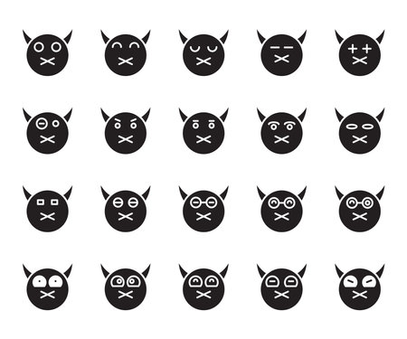devil emoticon icons vector setのイラスト素材