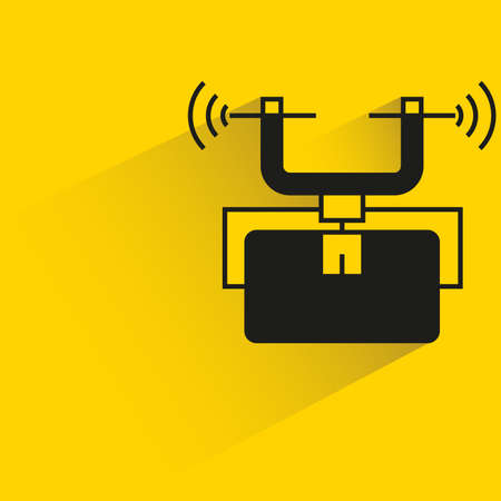shipping drone, delivery drone with shadow yellow backgroundのイラスト素材