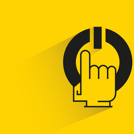 finger touching on restart button yellow backgroundのイラスト素材