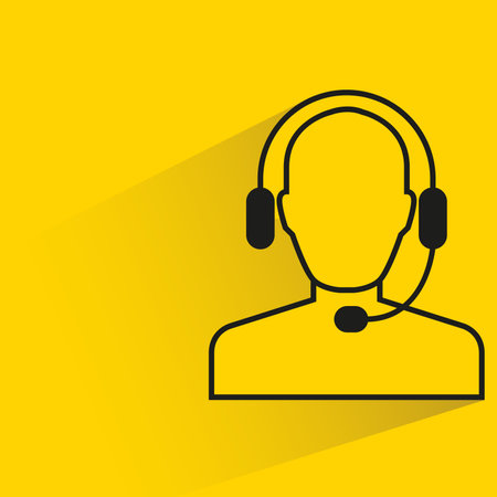call center with shadow yellow backgroundのイラスト素材