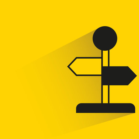 guidepost with shadow on yellow backgroundのイラスト素材