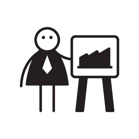 doodle businessman stick figure presenting graphのイラスト素材