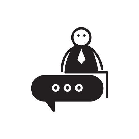 doodle businessman stick figure sitting on speech bubbleのイラスト素材