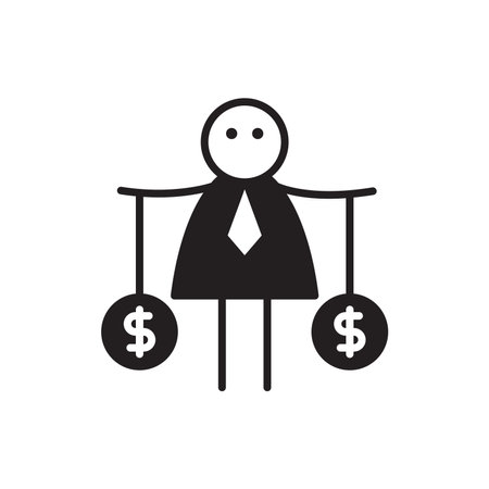 doodle character holding dollar coinsのイラスト素材
