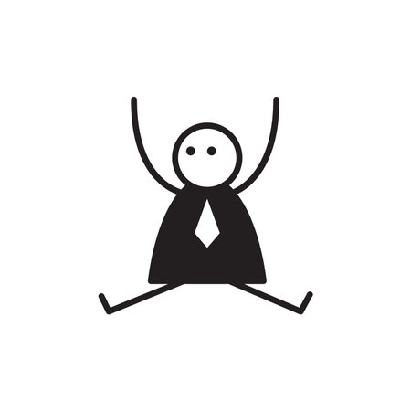 doodle businessman stick figure sitting on white backgroundのイラスト素材