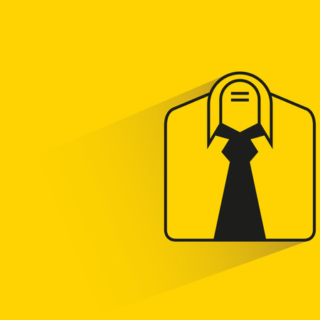 shirt and necktie shadow on yellow backgroundのイラスト素材