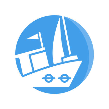 ship, sailing boat, vessel icon blue circle buttonのイラスト素材