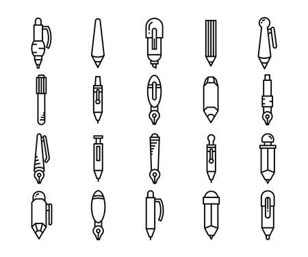 pen and pencil icons line design vector setのイラスト素材