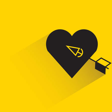 heart and arrow drop shadow yellow backgroundのイラスト素材