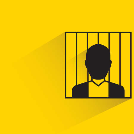 prisoner with shadow on yellow background vectorのイラスト素材