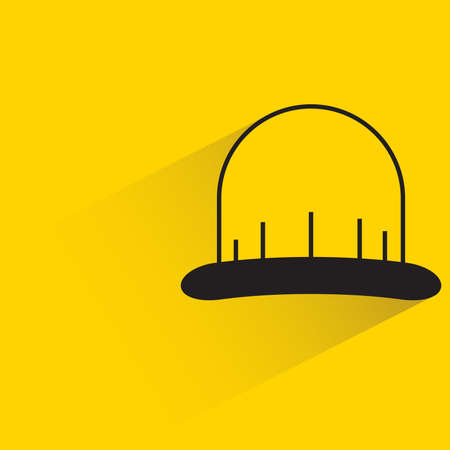 hat with shadow on yellow background vectorのイラスト素材