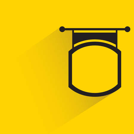 hanging advertising board with drop shadow on yellow backgroundのイラスト素材