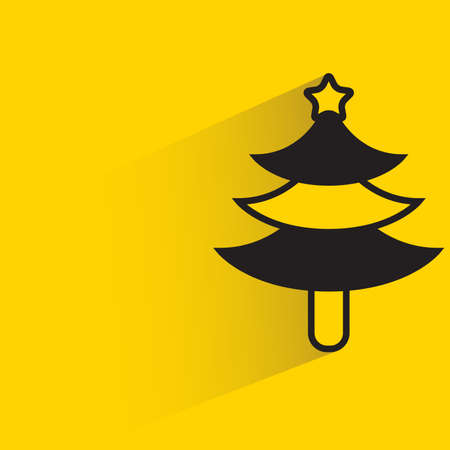 Christmas tree drop shadow yellow backgroundのイラスト素材