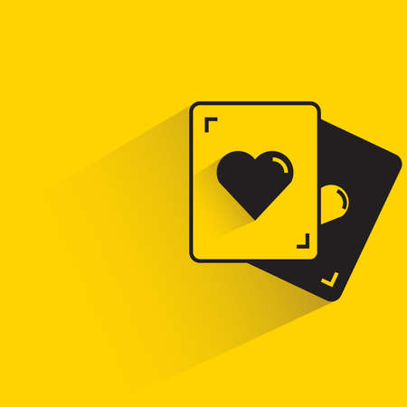 heart card game shadow on yellow background vectorのイラスト素材