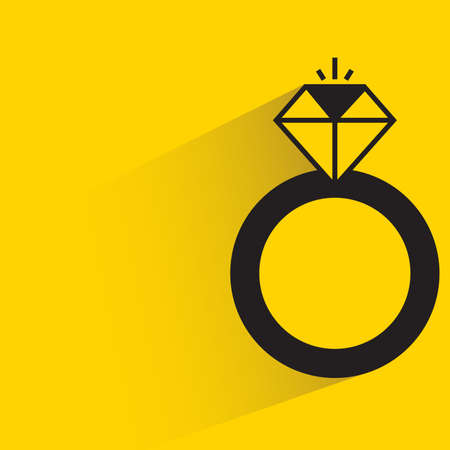 diamond ring with shadow on yellow backgroundのイラスト素材