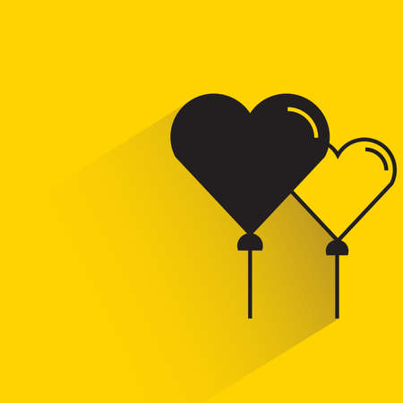 heart balloons with shadow on yellow backgroundのイラスト素材