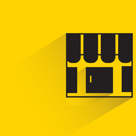 shop with drop shadow on yellow backgroundのイラスト素材