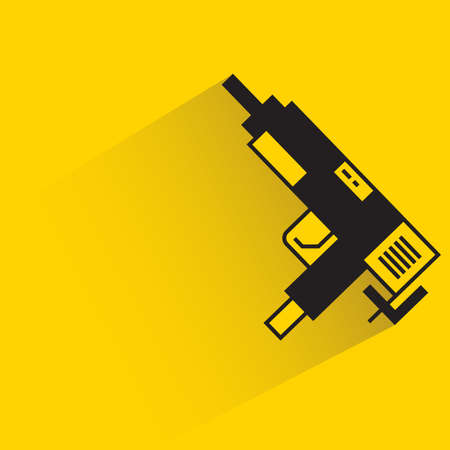 machine gun with drop shadow on yellow background