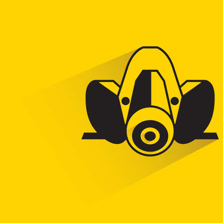 gas respiratory mask with shadow on yellow backgroundのイラスト素材